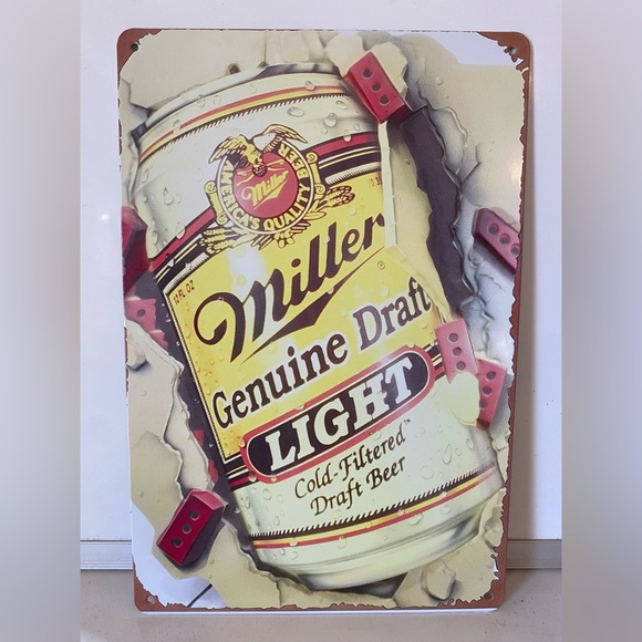 Miller Genuine Draft - Miller Lite Metal Sign - Picture 1 of 4